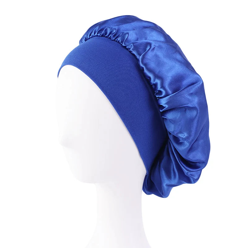 azul real Cor Touca De Cetim Larga Para Dormir E Proteger O Cabelo