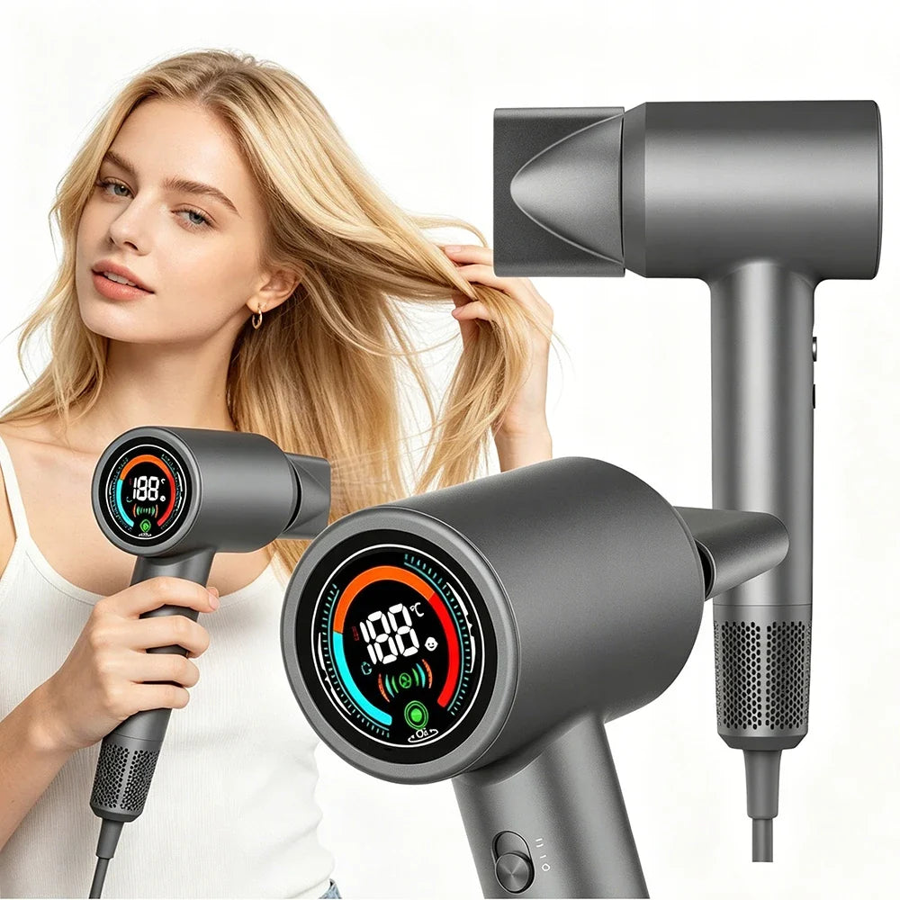 Secador De Cabelo Íon Negativo 1500W Com Ecrã LCD