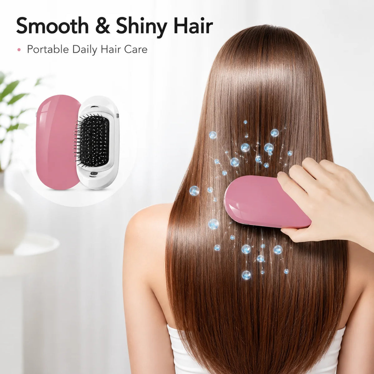 Escova De Cabelo Iónica Eléctrica Portátil Antifrizz