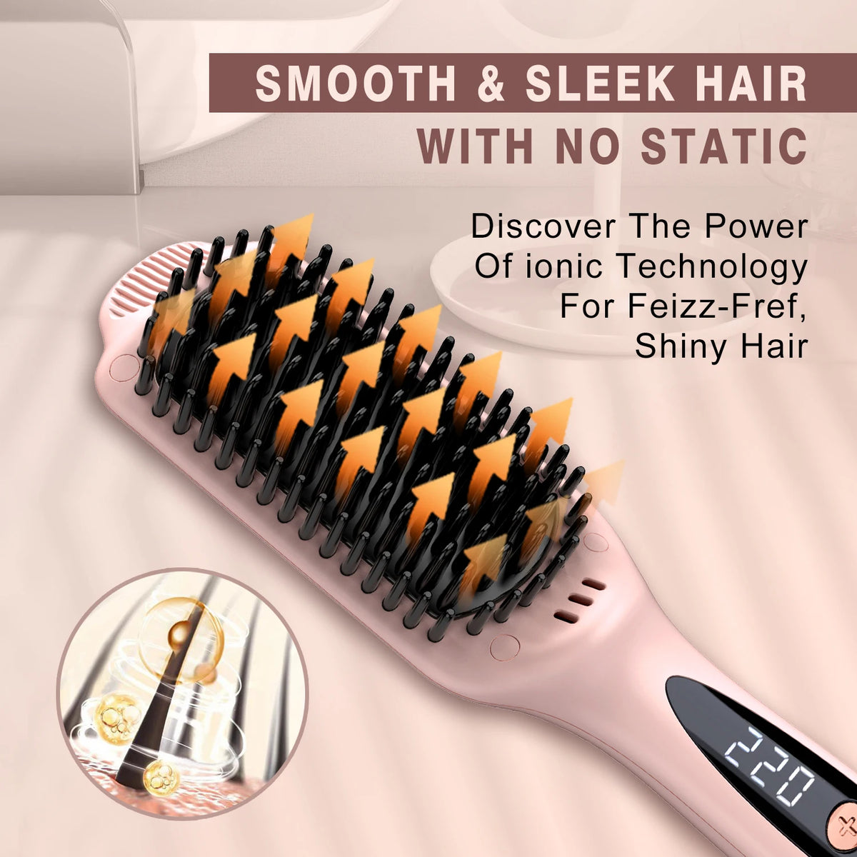 Escova Alisadora Iónica de Cabelo – 12 Níveis de Temperatura