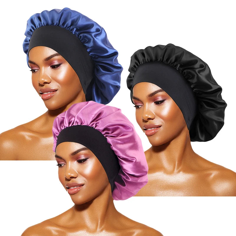 BK NY XYZ Cor Touca De Cetim Larga Para Dormir E Proteger O Cabelo