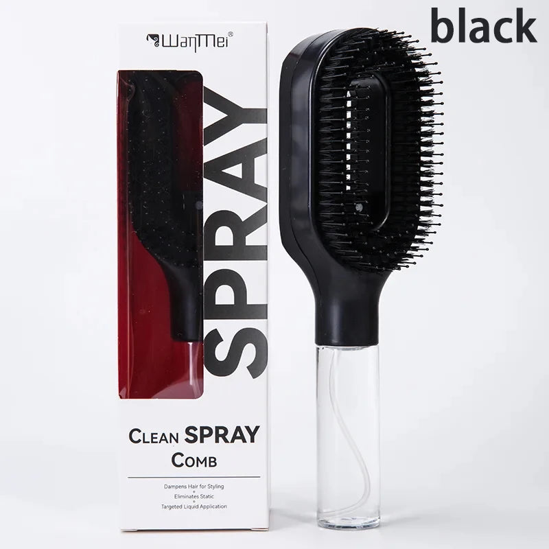 preto Cor Escova Pente com Spray de Água 2 em 1 para Desembaraçar
