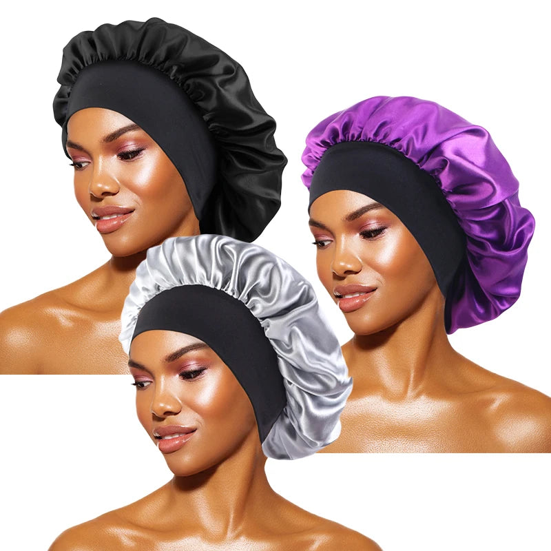 BK SL DPL Cor Touca De Cetim Larga Para Dormir E Proteger O Cabelo