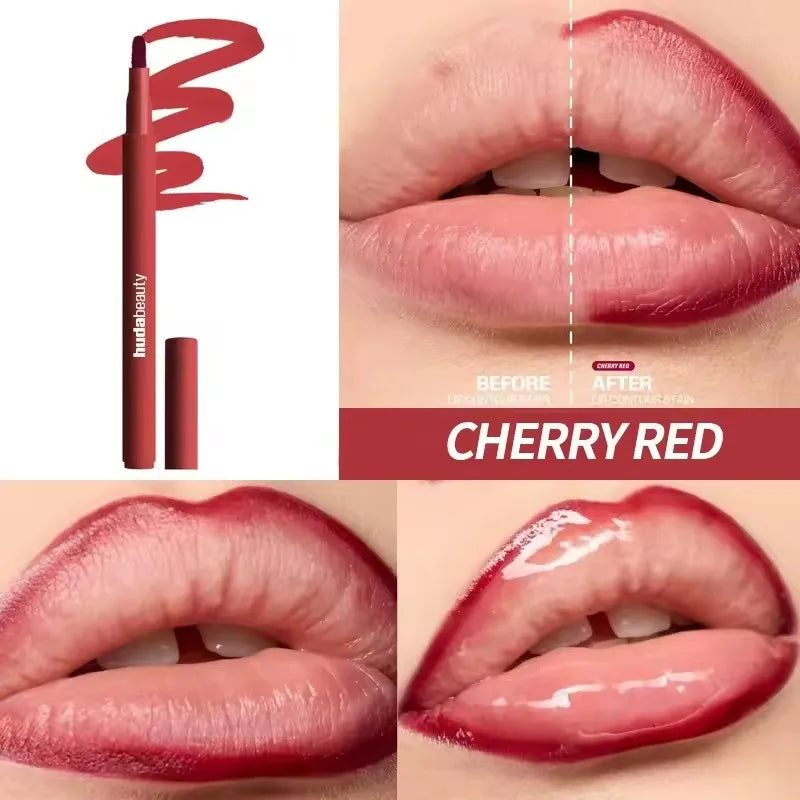 Vermelho Cereja Cor Lápis Delineador Labial Matte à Prova D’Água