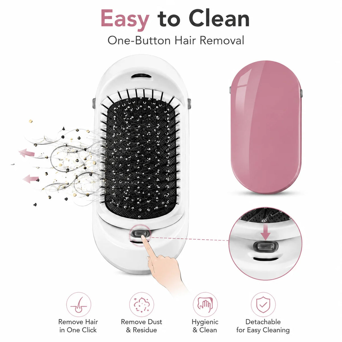 Escova De Cabelo Iónica Eléctrica Portátil Antifrizz