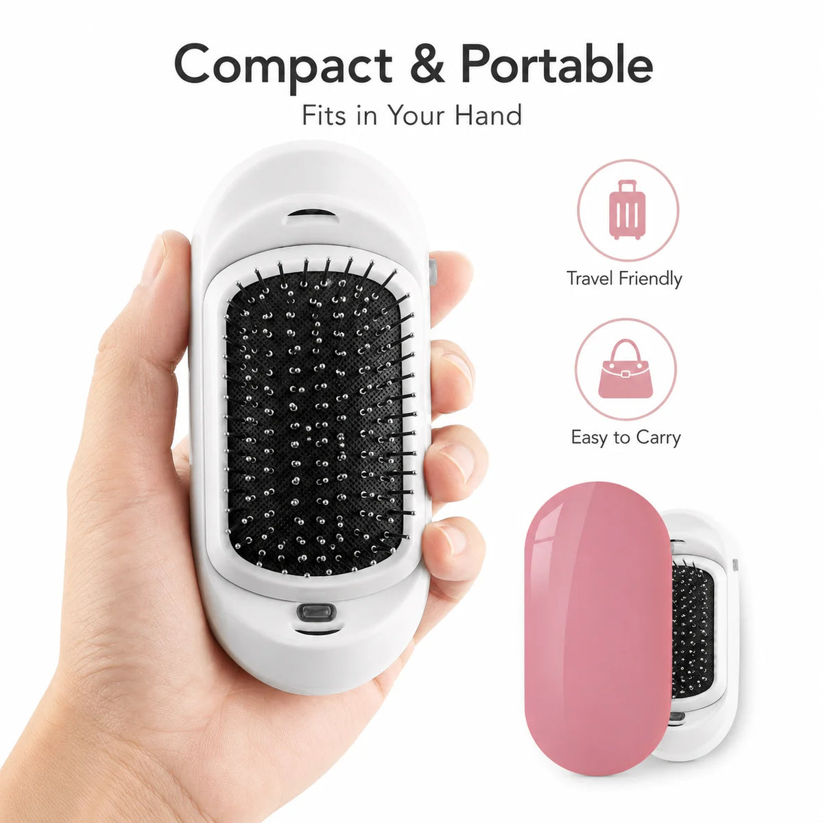 Escova De Cabelo Iónica Eléctrica Portátil Antifrizz