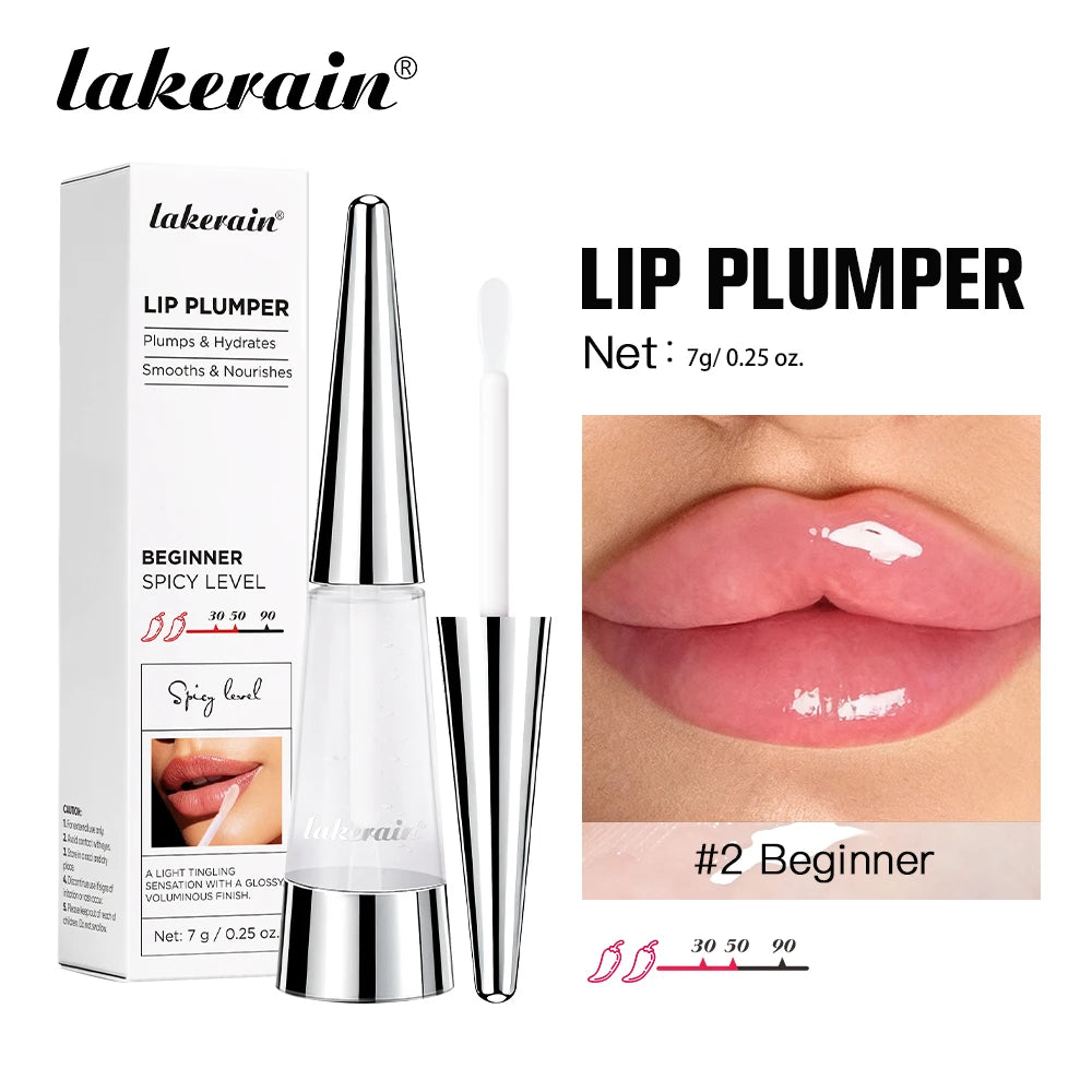 Iniciante Cor Gloss Labial Lip Plumper Hidratante com Efeito Volume