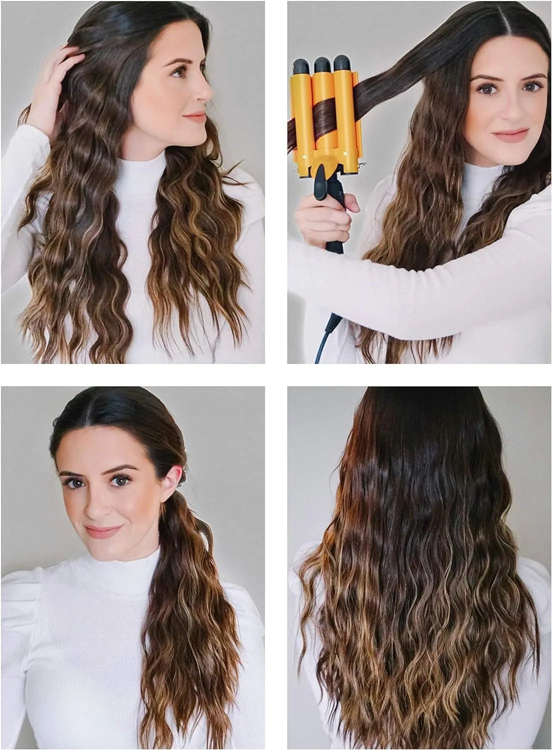 Modelador de Cabelo 3 Barras Cerâmica para Ondas Sereia