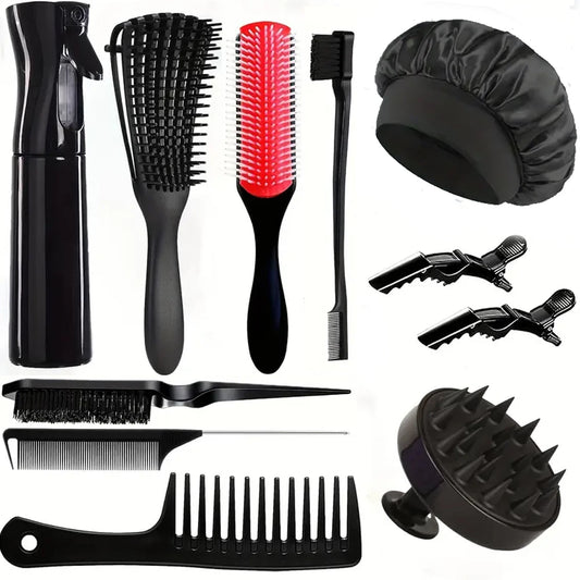Conjunto 11 Peças Escovas e Pentes de Cabelo Profissional
