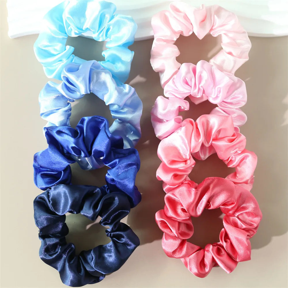 conjunto 7 Cor Conjunto de Scrunchies de Seda Coloridos para Cabelo