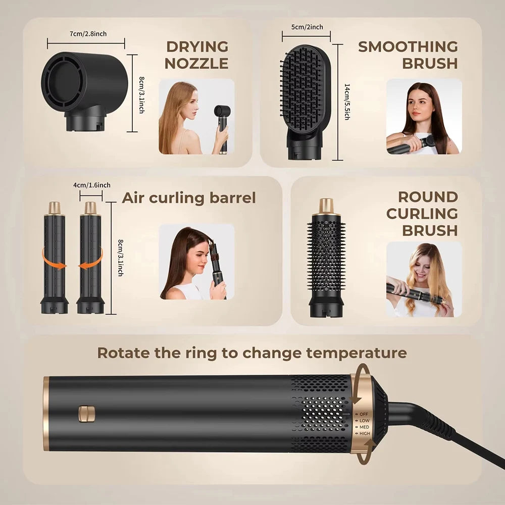 Escova Secadora 5 em 1 1000W com Modelador de Cabelo