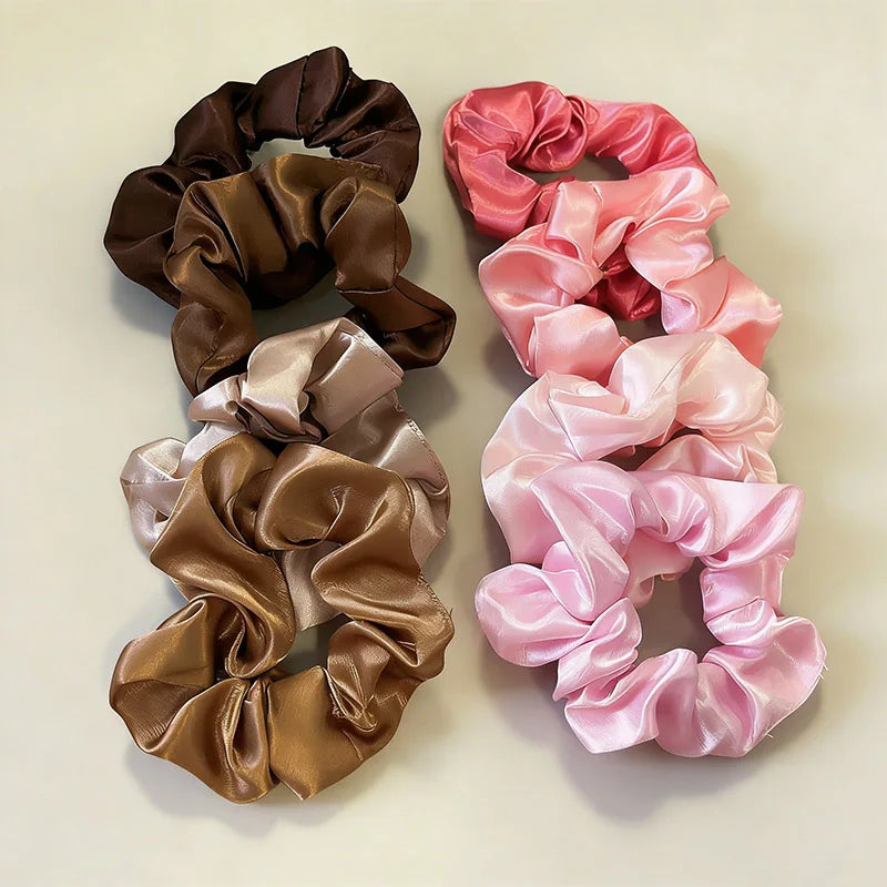 conjunto 8 Cor Conjunto de Scrunchies de Seda Coloridos para Cabelo