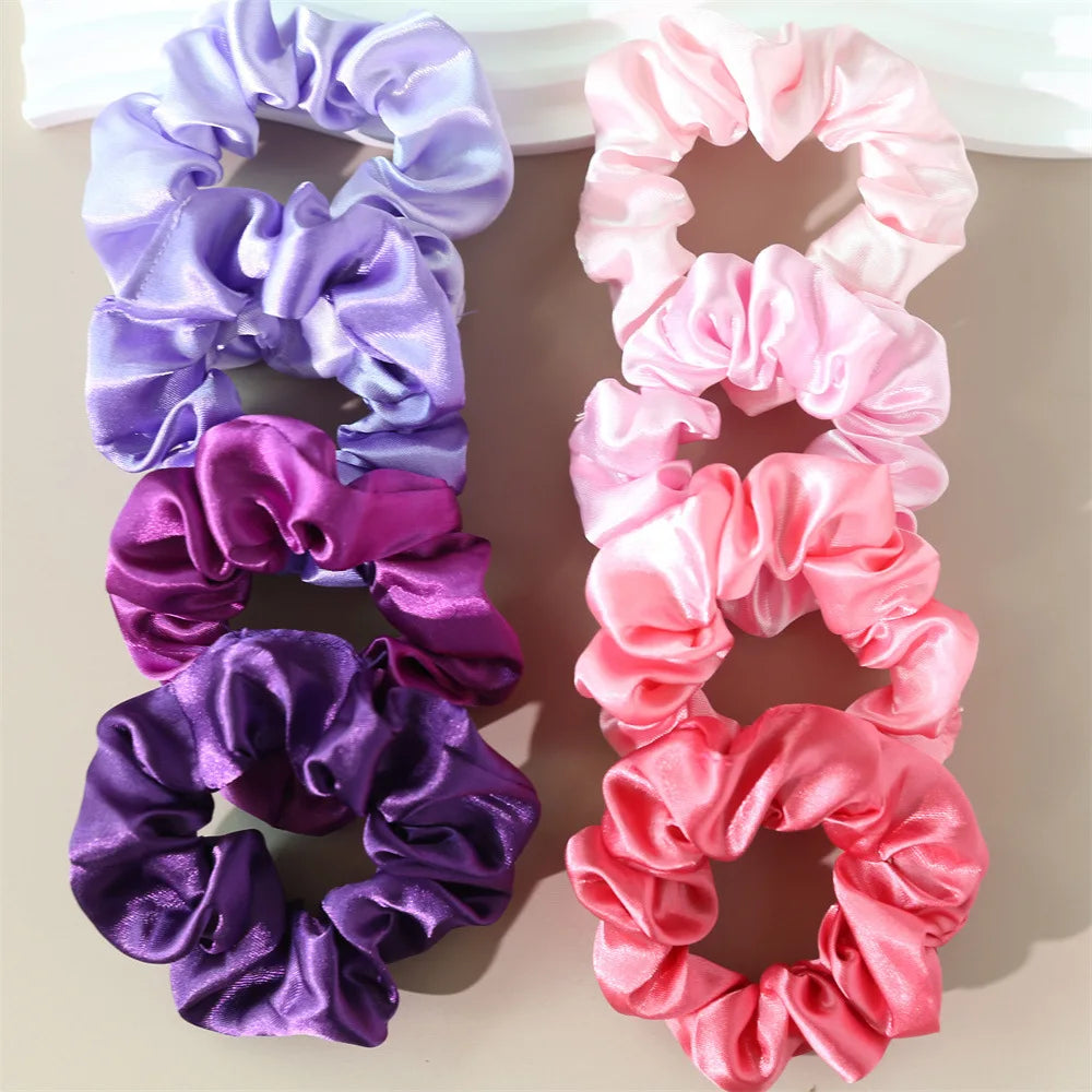 conjunto 6 Cor Conjunto de Scrunchies de Seda Coloridos para Cabelo