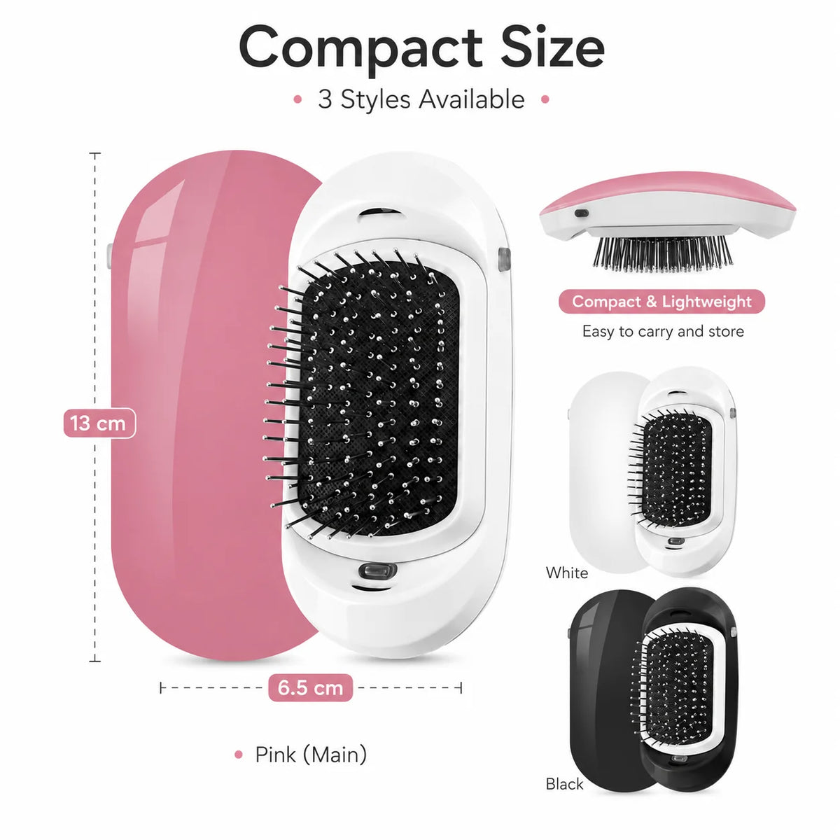 Escova De Cabelo Iónica Eléctrica Portátil Antifrizz
