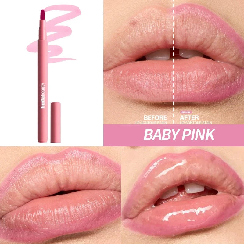 Rosa Bebê Cor Lápis Delineador Labial Matte à Prova D’Água