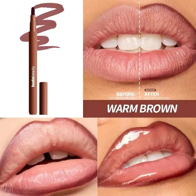 Marrom Quente Cor Lápis Delineador Labial Matte à Prova D’Água