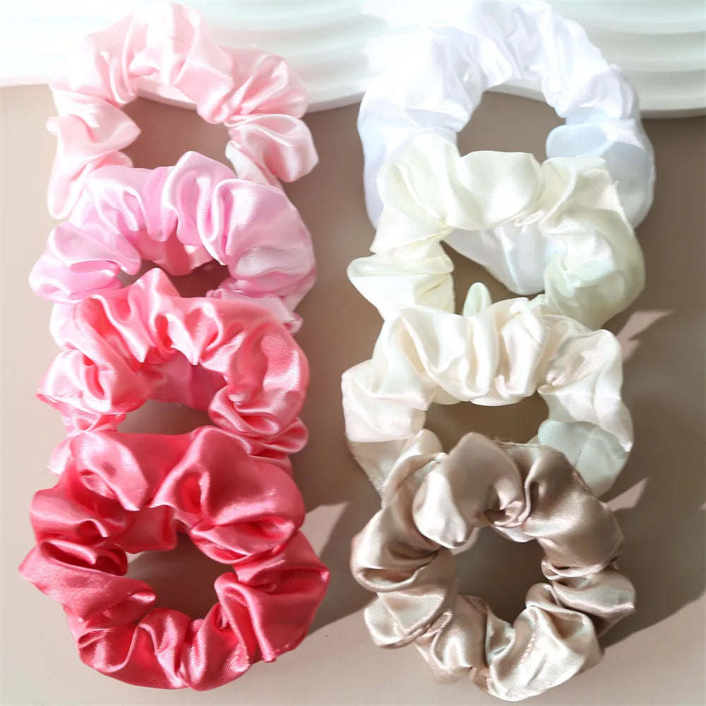 conjunto 5 Cor Conjunto de Scrunchies de Seda Coloridos para Cabelo