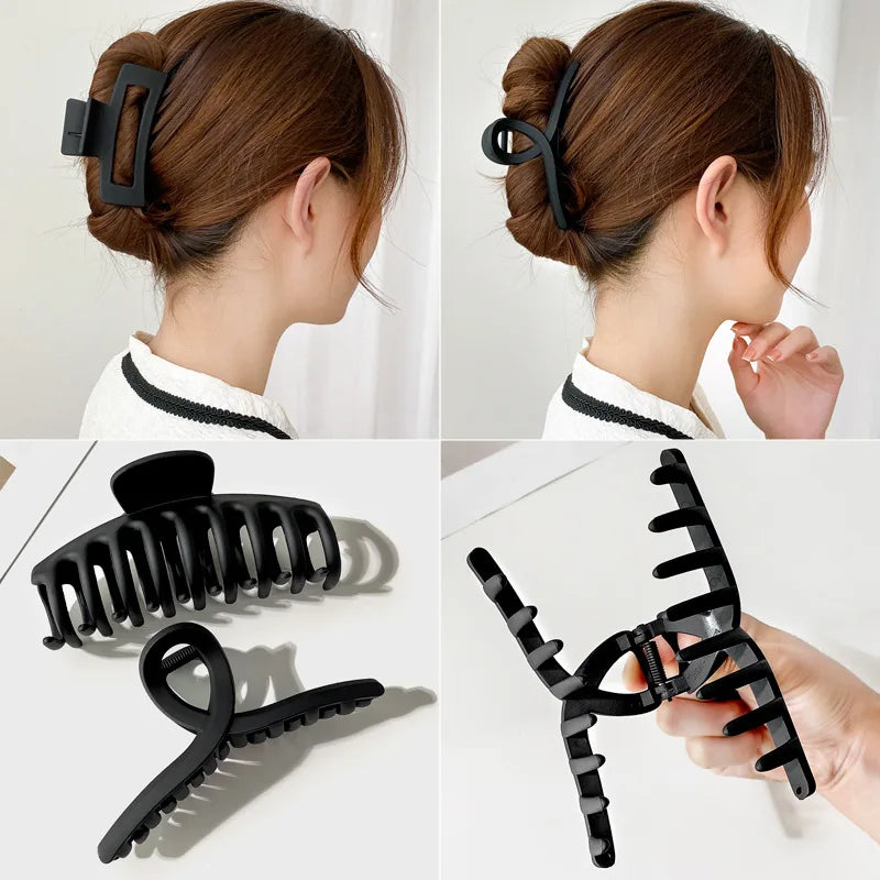 Gancho Cabelo Geométrico Feminino em Plástico Preto