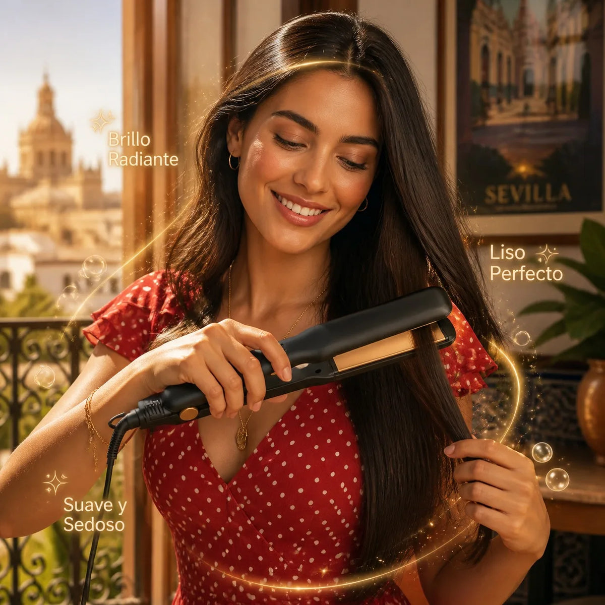 Prancha de Cabelo Cerâmica Rose Gold 2 em 1 Profissional
