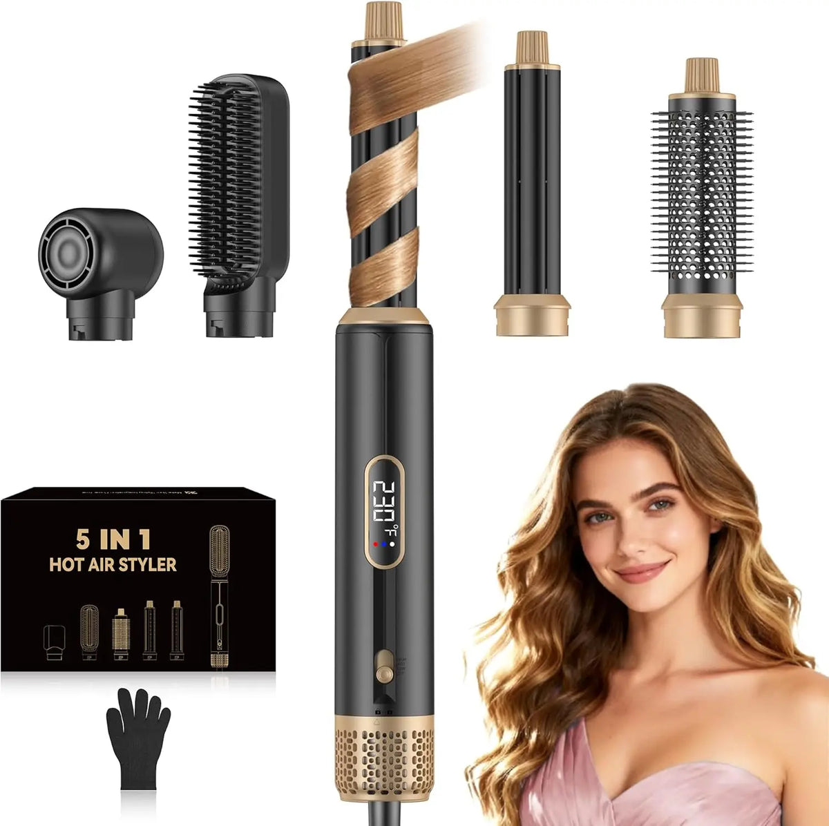 Escova Modeladora 5 em 1 Secador Íon com Auto Curl