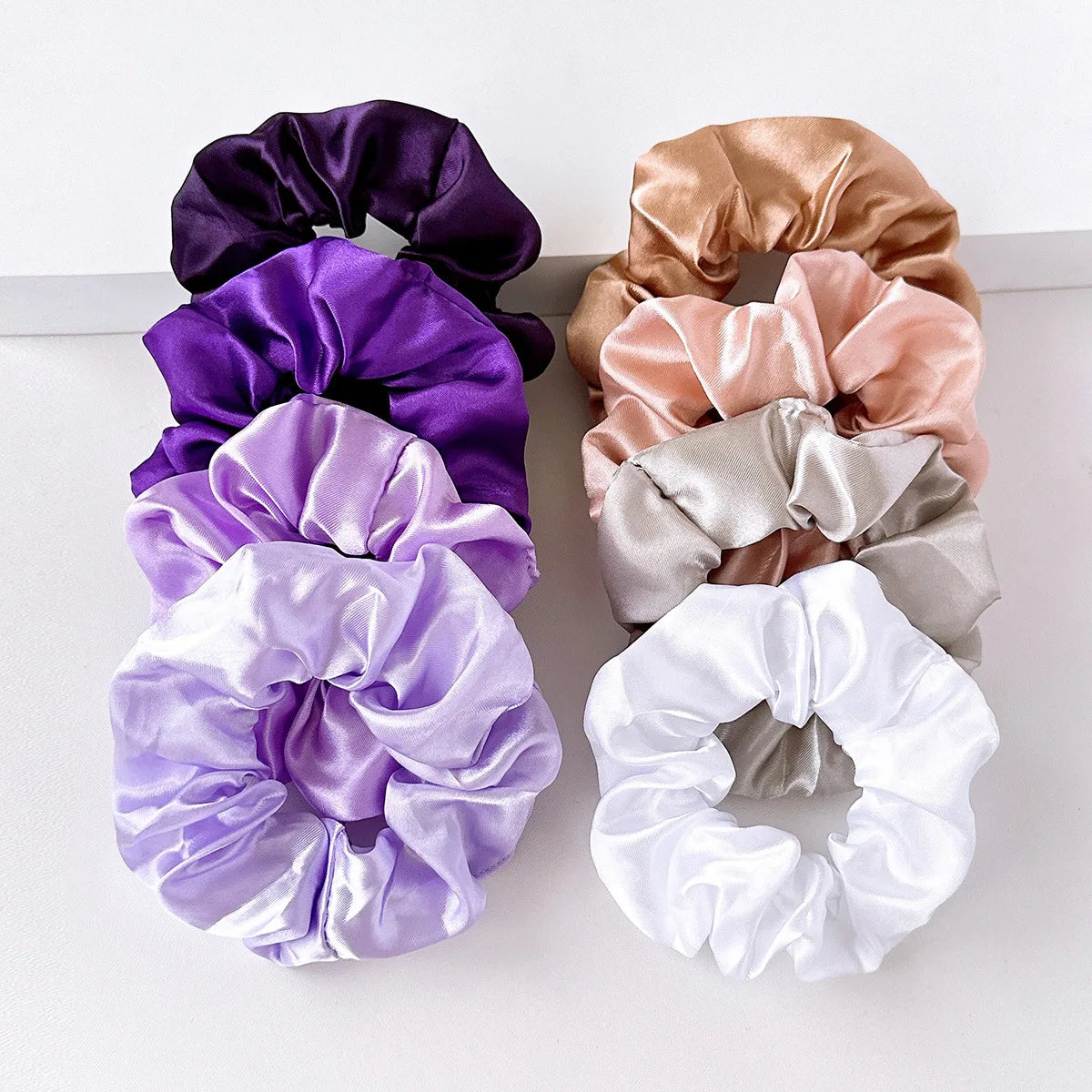 conjunto 3 Cor Conjunto de Scrunchies de Seda Coloridos para Cabelo