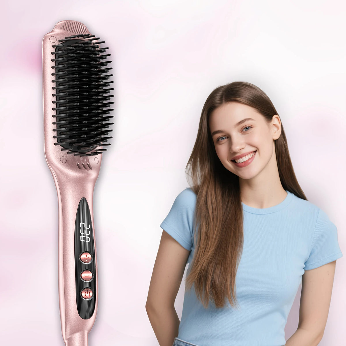 Escova Alisadora Iónica de Cabelo – 12 Níveis de Temperatura