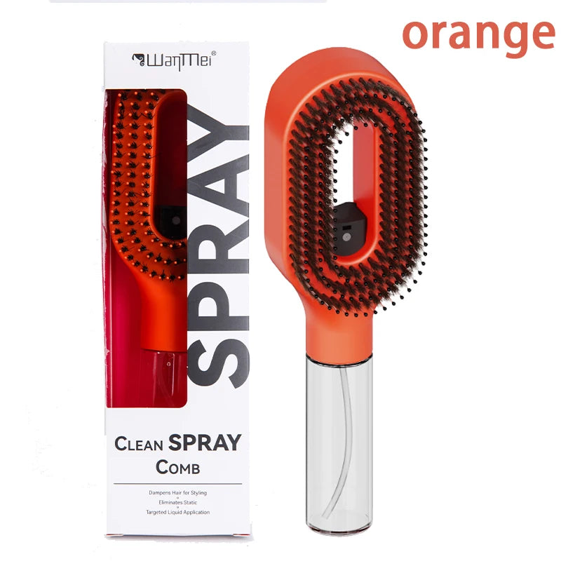 Laranja Cor Escova Pente com Spray de Água 2 em 1 para Desembaraçar