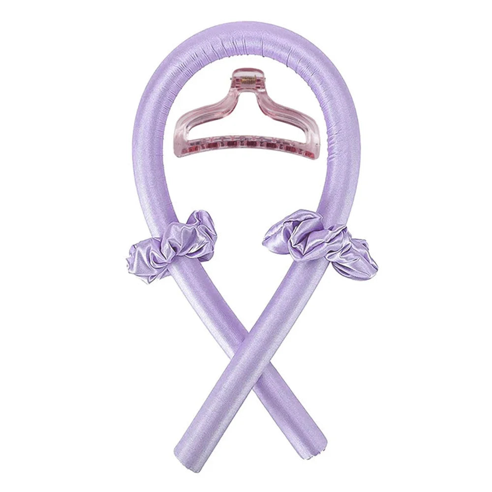 Roxo com clipe Cor Modelador de Caracóis Sem Calor com Faixa de Espuma