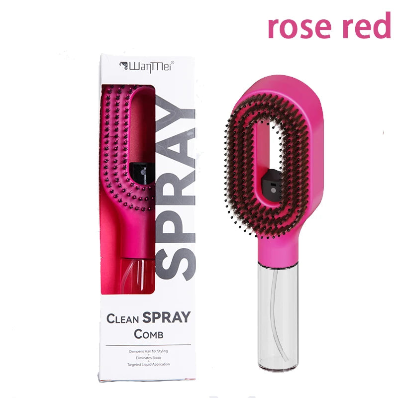 Vermelho Cor Escova Pente com Spray de Água 2 em 1 para Desembaraçar