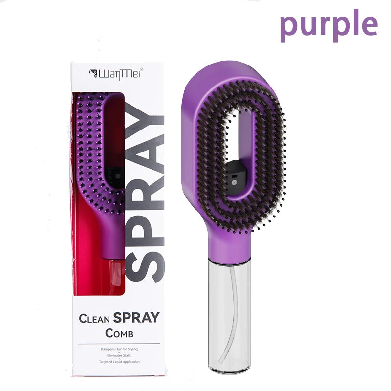 Roxo Cor Escova Pente com Spray de Água 2 em 1 para Desembaraçar