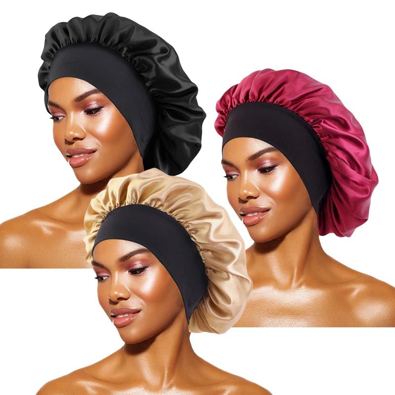 BK WN GD Cor Touca De Cetim Larga Para Dormir E Proteger O Cabelo