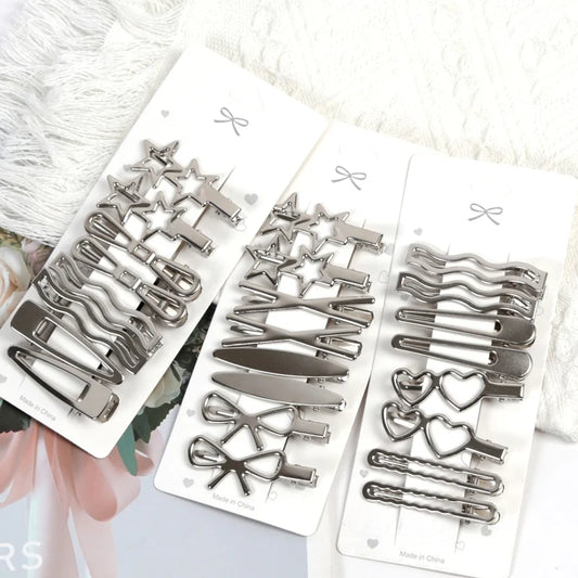 Molas de Cabelo Metálicas Y2K Geométricas para Adultos