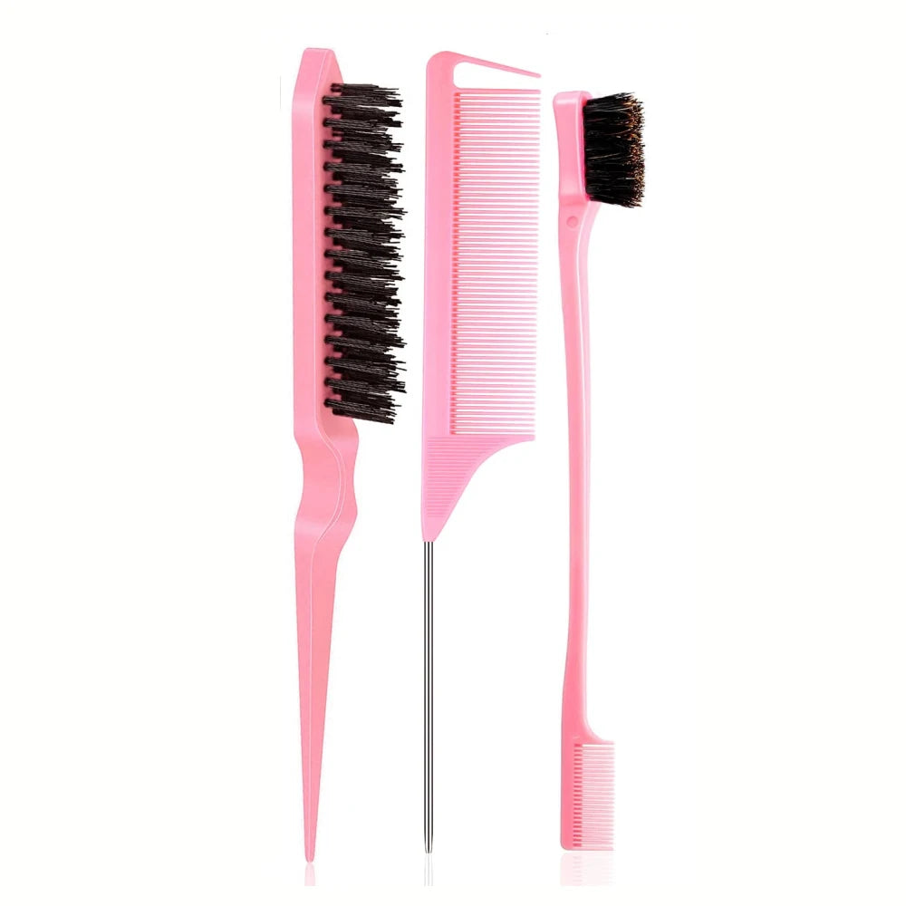 3 un. - shuzi rosa Cor Conjunto 11 Peças Escovas e Pentes de Cabelo Profissional