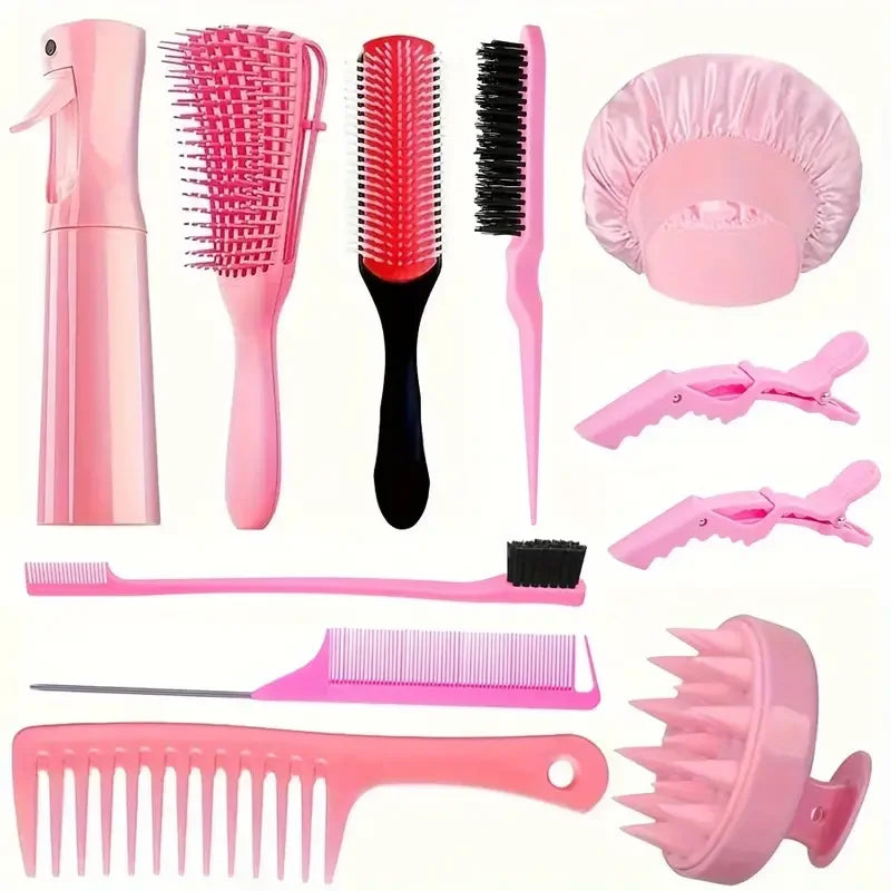 11 un. -- pente rosa Cor Conjunto 11 Peças Escovas e Pentes de Cabelo Profissional