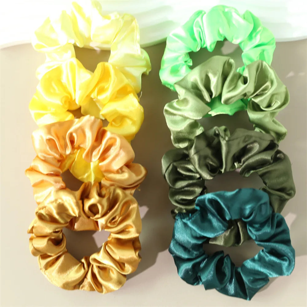 conjunto 10 Cor Conjunto de Scrunchies de Seda Coloridos para Cabelo