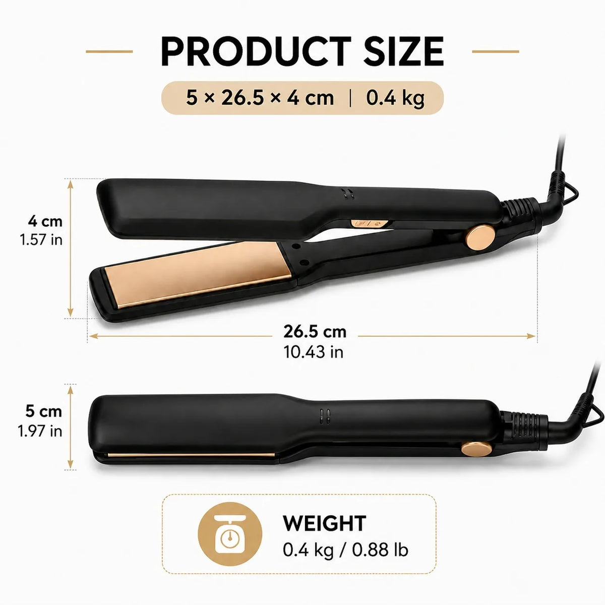 Prancha de Cabelo Cerâmica Rose Gold 2 em 1 Profissional