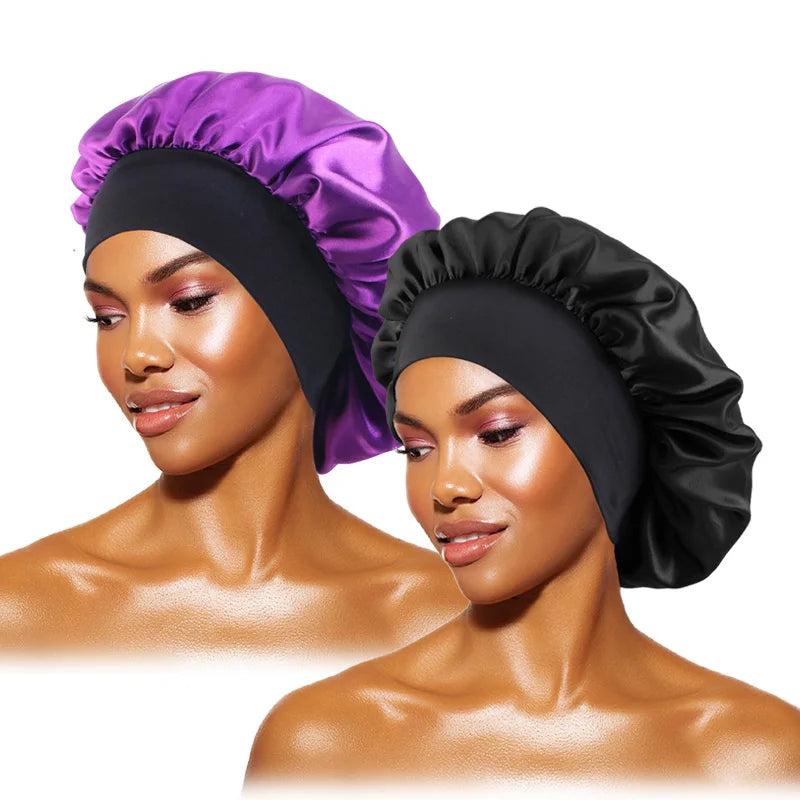 roxo escuro Cor Touca De Cetim Larga Para Dormir E Proteger O Cabelo