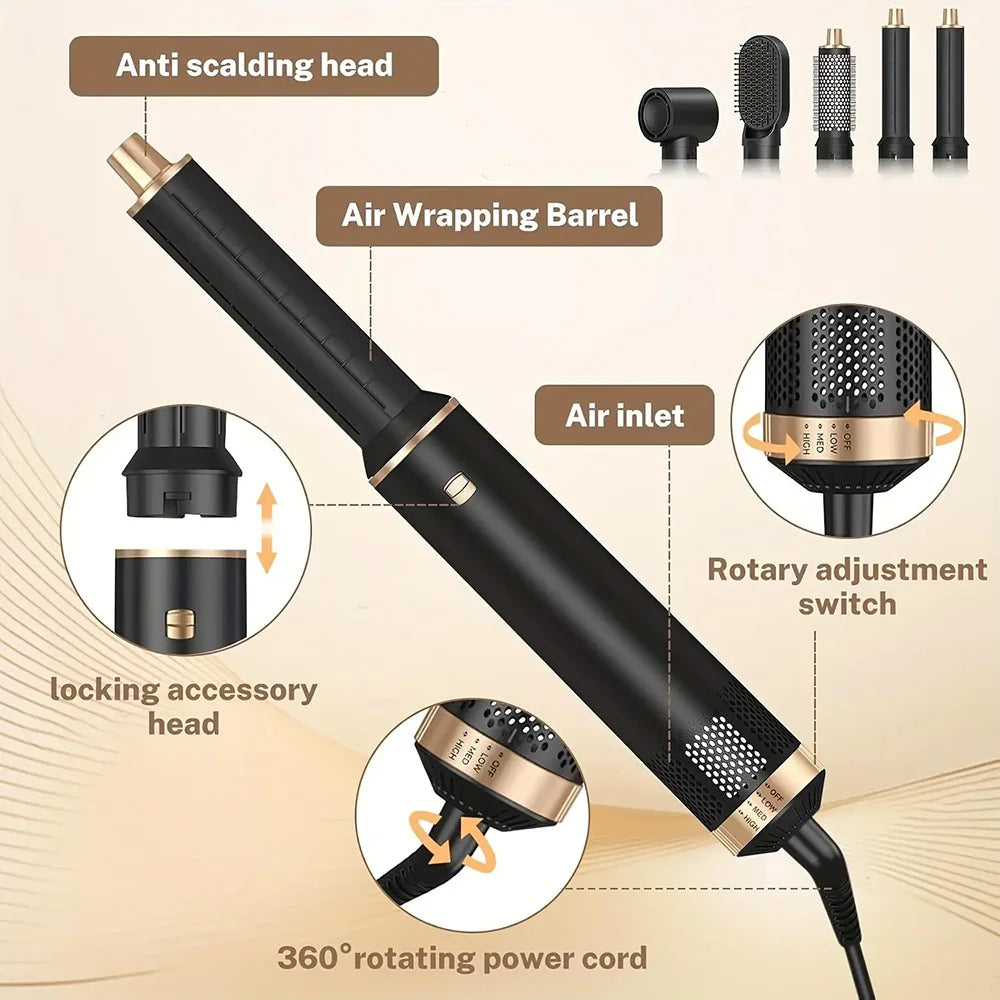 Escova Secadora 5 em 1 1000W com Modelador de Cabelo