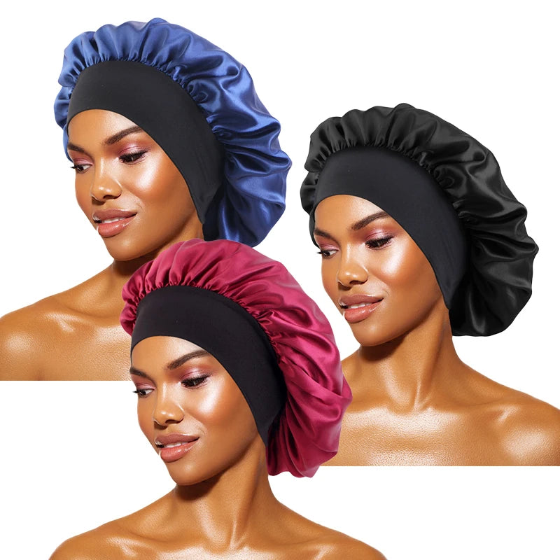 BK NY WN Cor Touca De Cetim Larga Para Dormir E Proteger O Cabelo